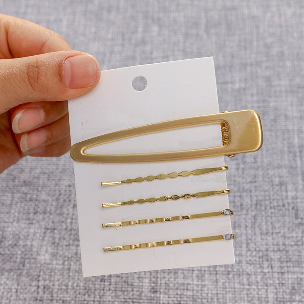 Golden Metal Elegant Hair Clips, Hollow Hair Clips, Ladies' Geometric Hair Clips, Fashionable Accessories