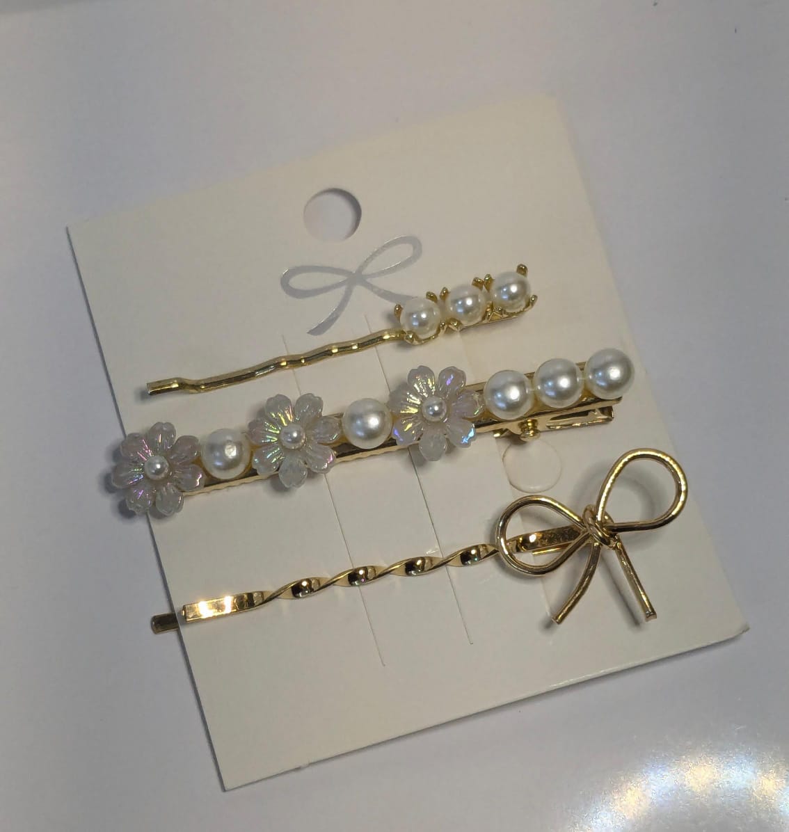 CHUANGYOU 4-Piece Gold Hair Clip Set with Rhinestones & Pearls – Elegant Hair Accessories by Hanshi Jingpin