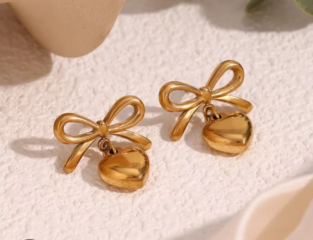 Bow Heart Earrings