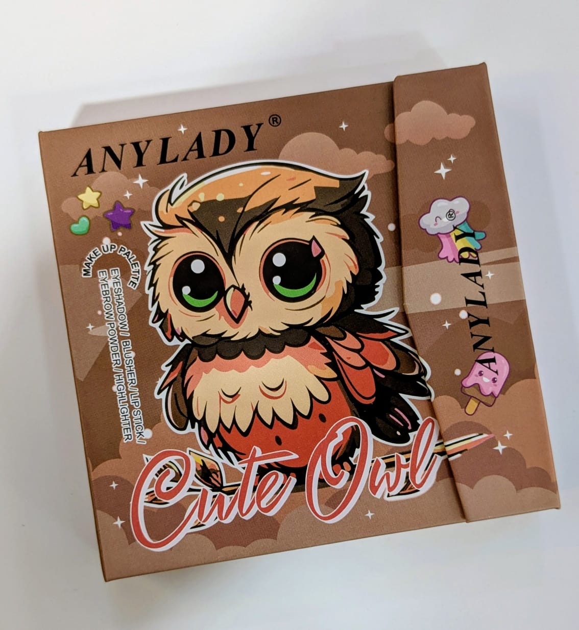 AnyLady Cute Owl 5 in 1 Makeup Book | Eyeshadow, Blush, Brow Powder, Highlighter, Cream Lip Color
