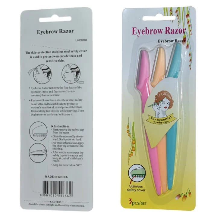 Original High Quality Tinkle Pack of 3 Tinkle Eyebrow Razor, Facial Hair Remover Eyebrow Trimmer