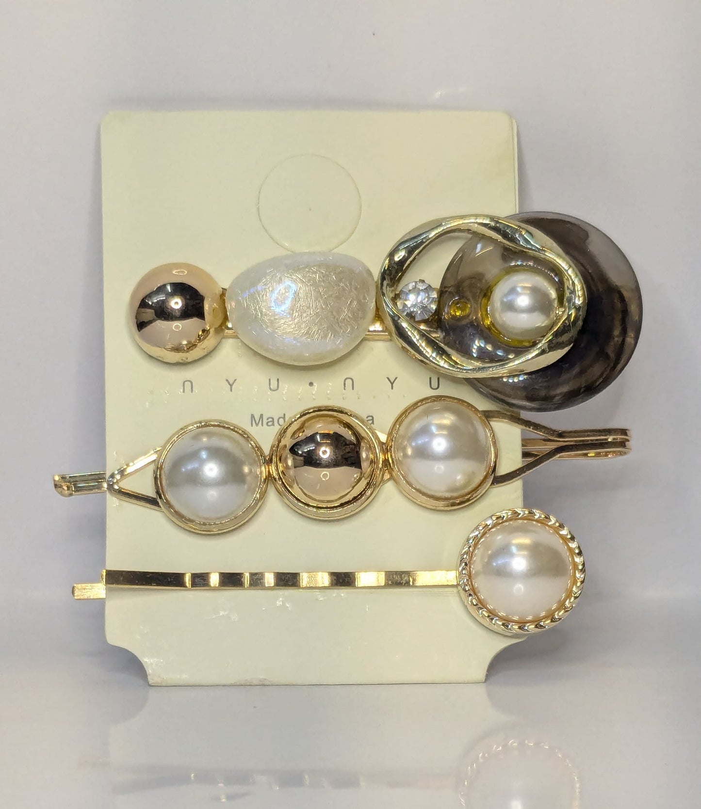 Korean Style Hairpins with Pearl & Crystal Style (Pack of 3)