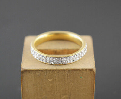 Stainless Steel Golden Rings For Women Double Row