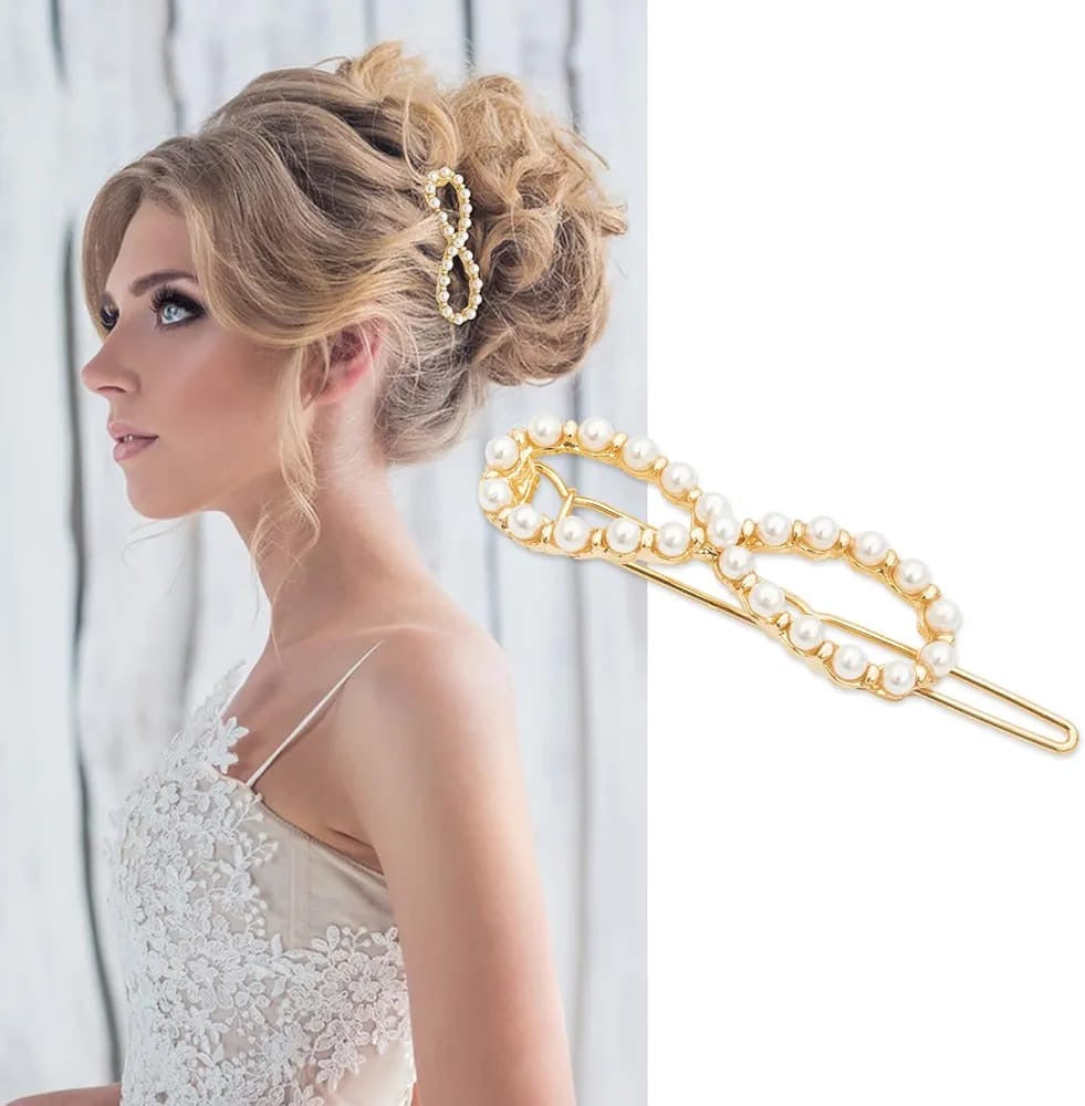 Elegant Pearl Gold Hair Clip for Women – Minimalist Korean Style Hair Accessory