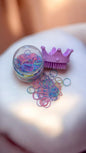 Baby Girl Colorful Rubber Bands with Crown Brush Set