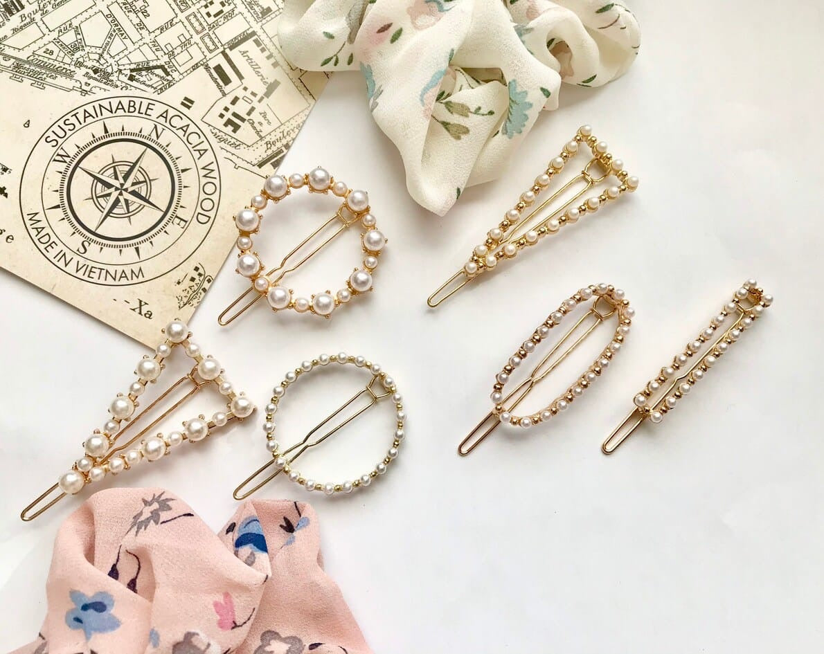 Pearl Hair Clips, Circle Pearl Hair Clips,Small Hair Clip, Retro Pearl Hair Clips