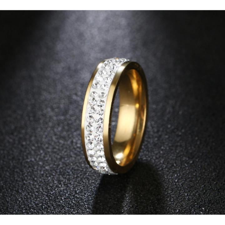 Stainless Steel Golden Rings For Women Double Row