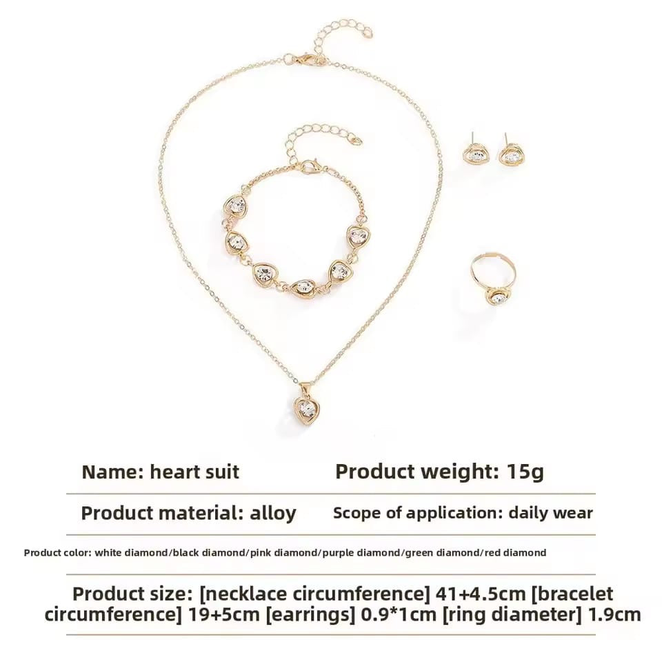Heart Shape 4 Pcs Jewellery Set