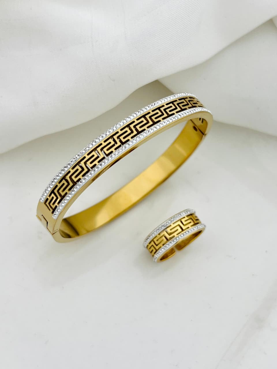 Versace Italian Hand Cuff with Ring Combo