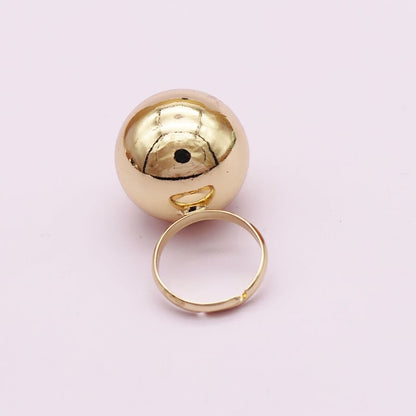 Large Metal Ball Adjustable Ring ( Gold)