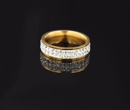 Stainless Steel Golden Rings For Women Double Row