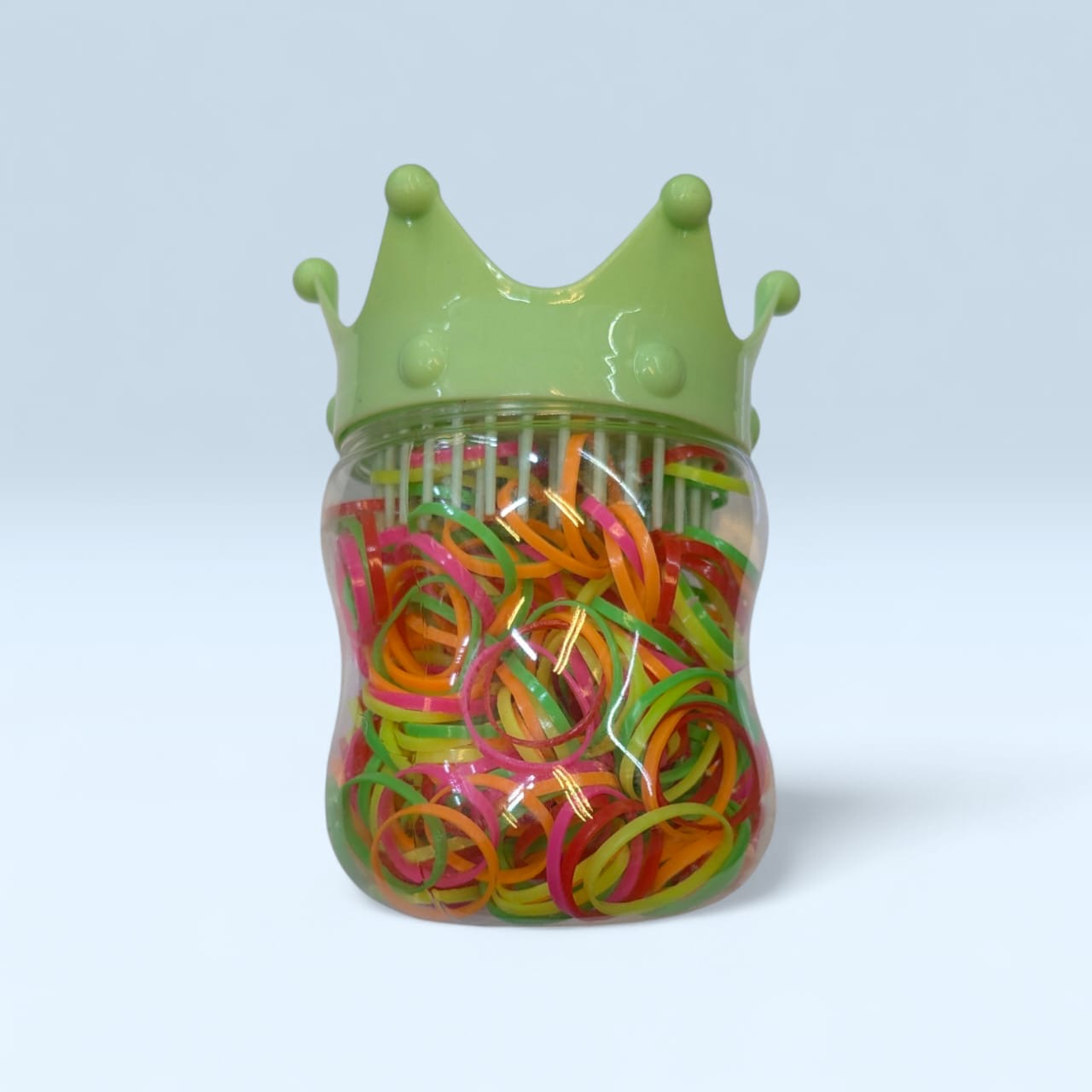 Baby Girl Colorful Rubber Bands with Crown Brush Set