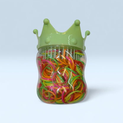 Baby Girl Colorful Rubber Bands with Crown Brush Set