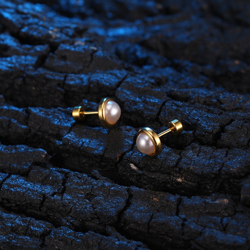 Stainless Steel Simulated Pearl Ear Studs