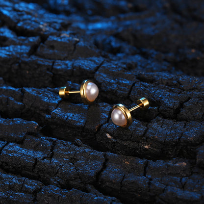 Stainless Steel Simulated Pearl Ear Studs