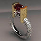 Adjustable Trendy Two Color Red Stone Ring For Women