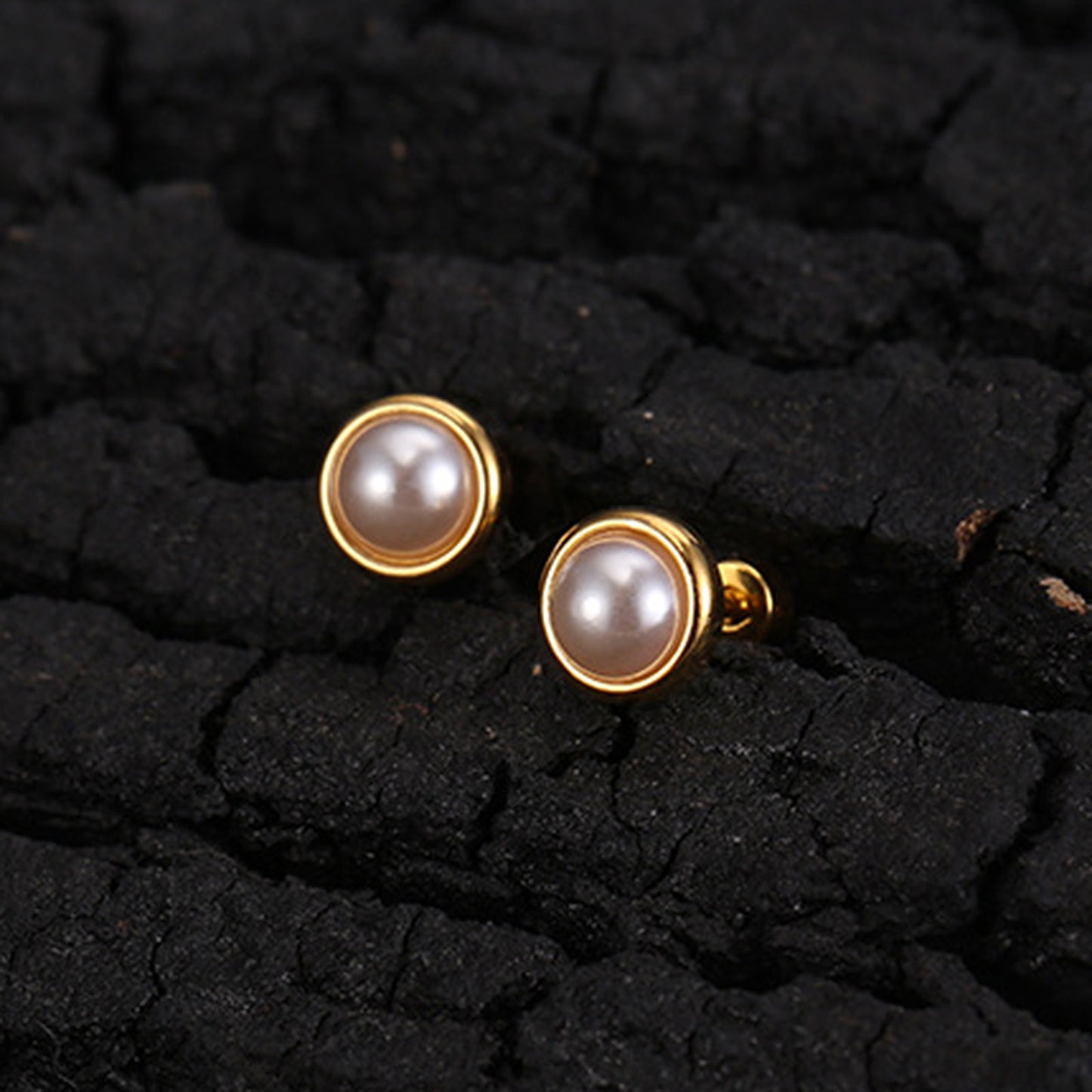 Stainless Steel Simulated Pearl Ear Studs