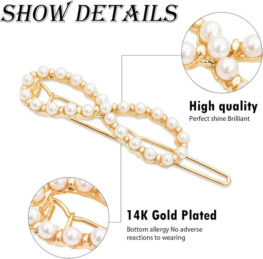 Elegant Pearl Gold Hair Clip for Women – Minimalist Korean Style Hair Accessory