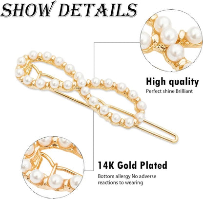 Elegant Pearl Gold Hair Clip for Women – Minimalist Korean Style Hair Accessory