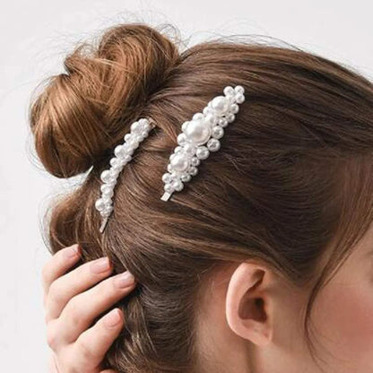 Cute Floral Pearl Hair Clip Set for Girls – Korean Style Decorative Hair Accessories (5 Pcs)