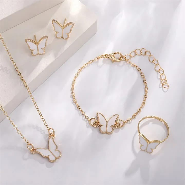 Butterfly Design Stainless Steel 4 Pcs Jewellery Set