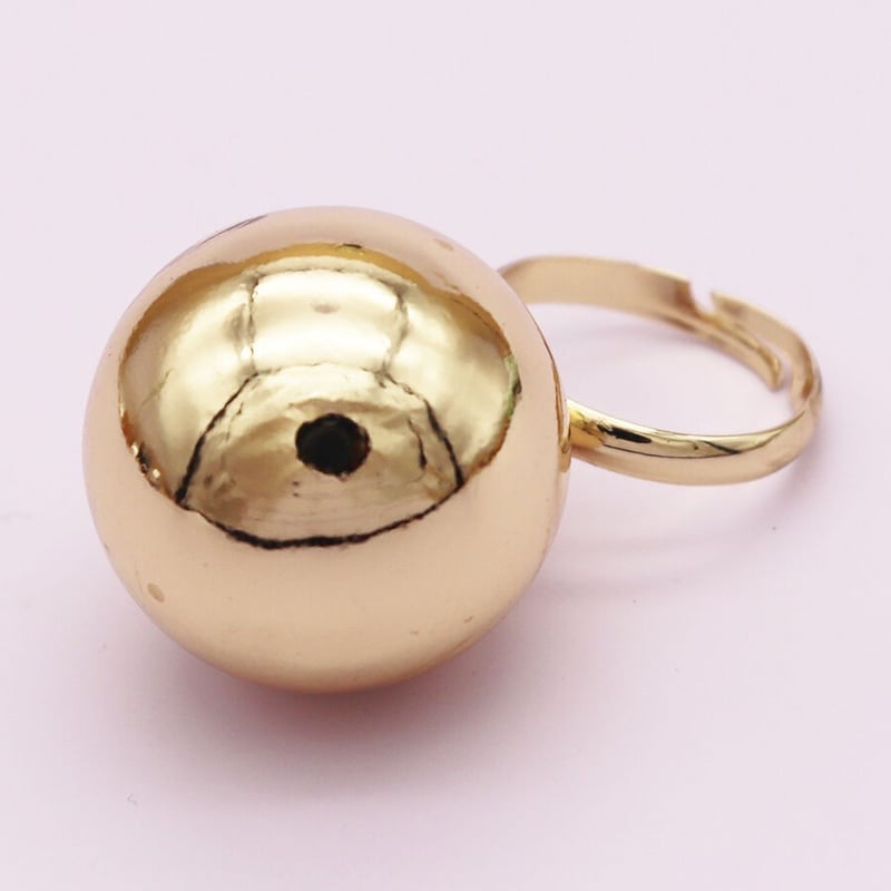 Large Metal Ball Adjustable Ring ( Gold)