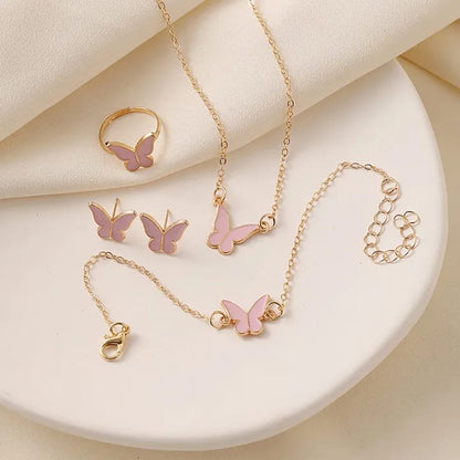 Butterfly Design Stainless Steel 4 Pcs Jewellery Set