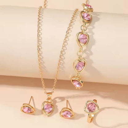 Heart Shape 4 Pcs Jewellery Set