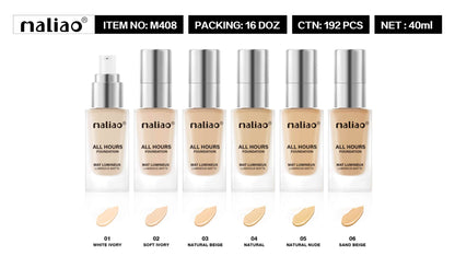 Maliao All Hours Foundation Mat Lumineux Full Coverage Waterproof SPF30
