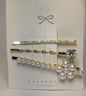 CHUANGYOU 4-Piece Gold Hair Clip Set with Rhinestones & Pearls – Elegant Hair Accessories by Hanshi Jingpin
