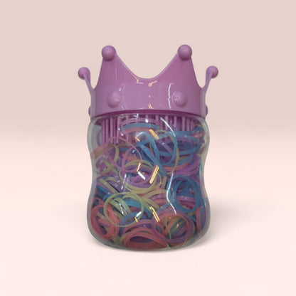 Baby Girl Colorful Rubber Bands with Crown Brush Set