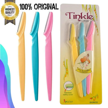Original High Quality Tinkle Pack of 3 Tinkle Eyebrow Razor, Facial Hair Remover Eyebrow Trimmer