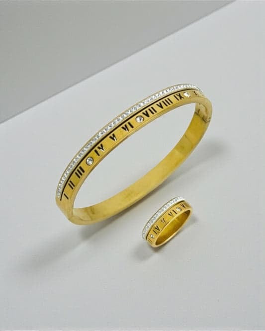 Gold Roman Numeral Bracelet & Ring Set – a symbol of forever style and sophistication.