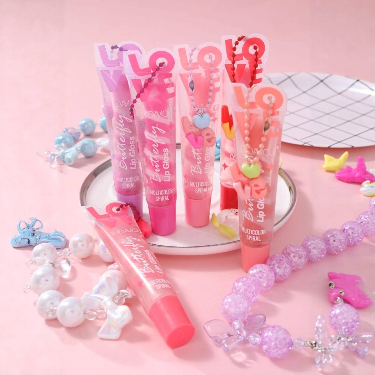 HUDAMOJI Butterfly Love Multicolor Spiral Lip Gloss