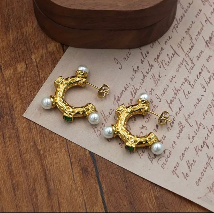 Green Cubic Zirconia Hoop Earrings | Elegant & Bold Design