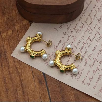 Green Cubic Zirconia Hoop Earrings | Elegant & Bold Design