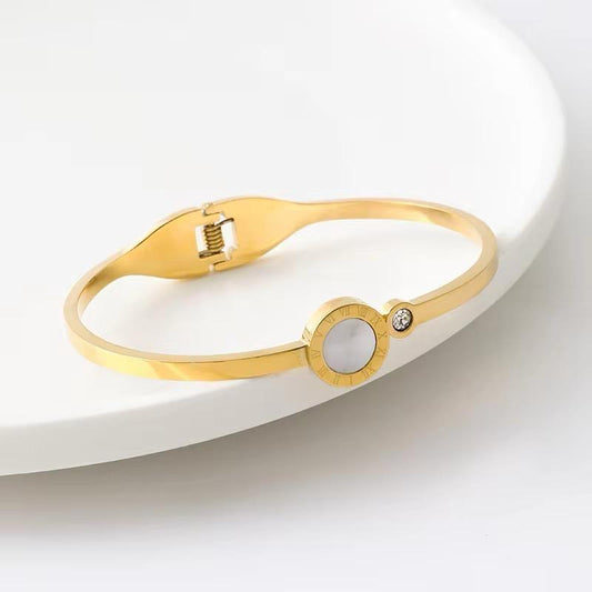 Golden Roman Bangle | Stainless Steel Hand Cuff
