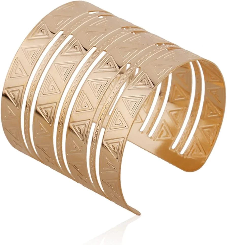 Gold Wide Hand Cuff Bracelet