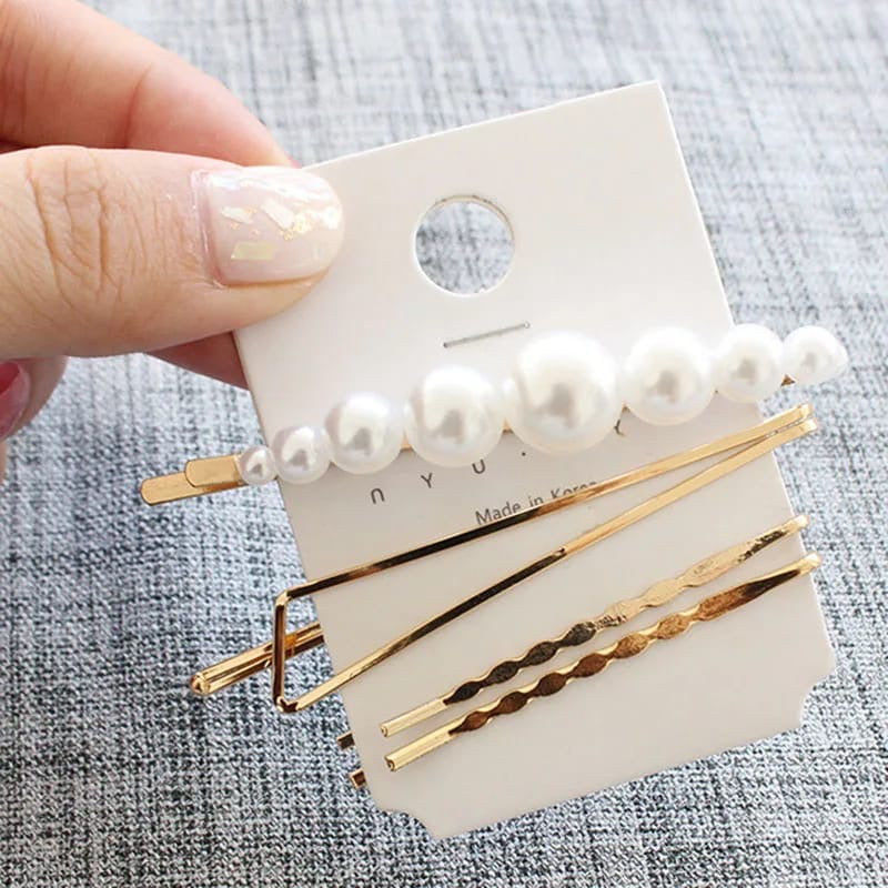 4Pcs\Set Sweet Faux Pearl Metal Hair Pin