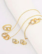 4-Piece Heart Shape Golden Jewelry Set For Girls With Bracelet, Earrings, Necklace And Ring