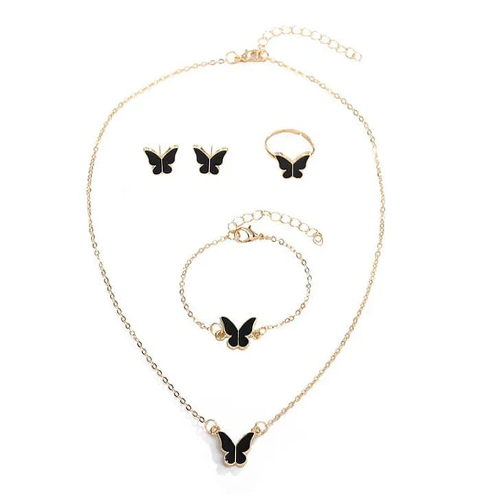 Butterfly Design Stainless Steel 4 Pcs Jewellery Set