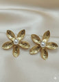 Pearled Flower Shape Ear Studs