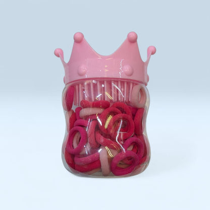 Baby Girl Colorful Rubber Bands with Crown Brush Set