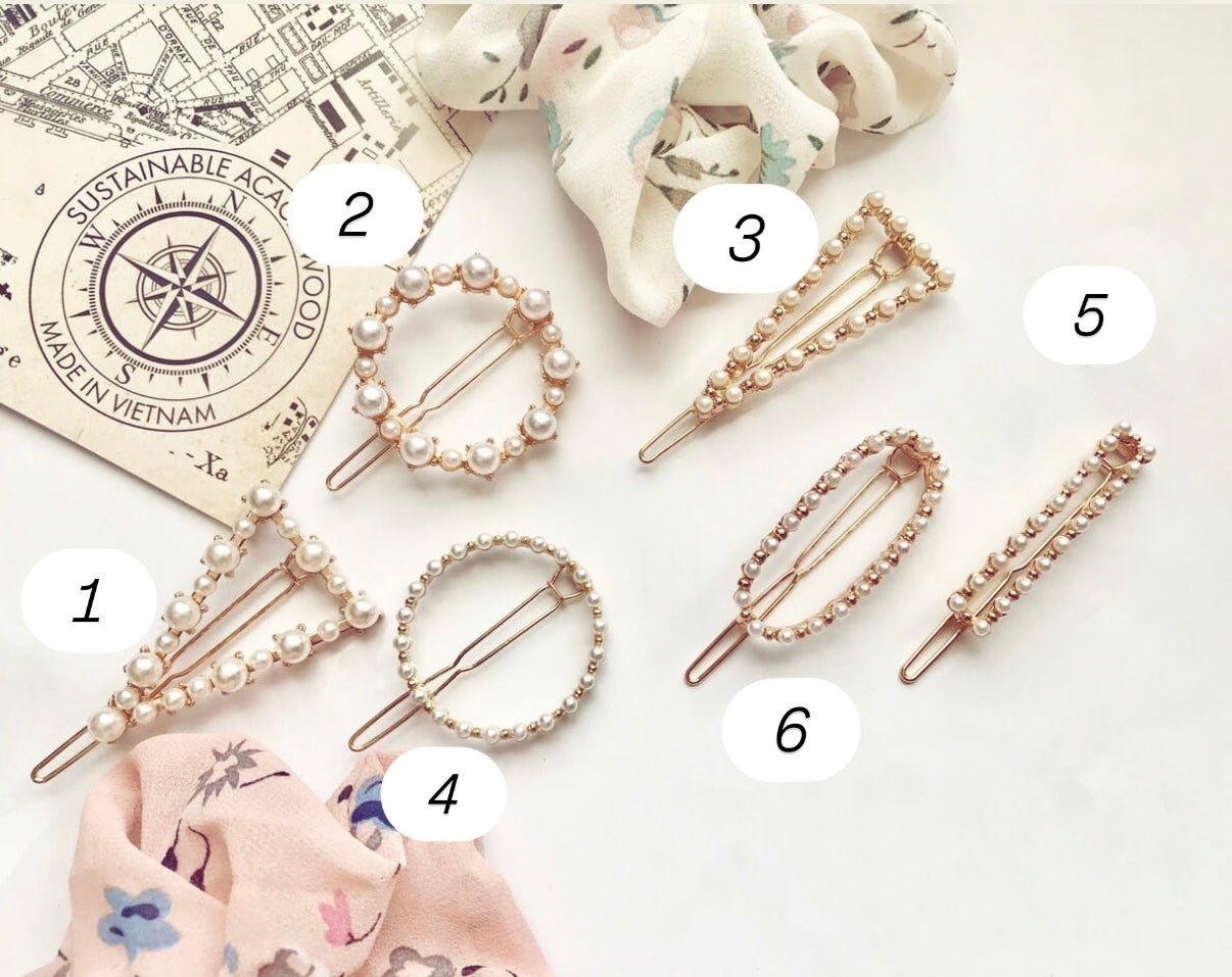 Pearl Hair Clips, Circle Pearl Hair Clips,Small Hair Clip, Retro Pearl Hair Clips