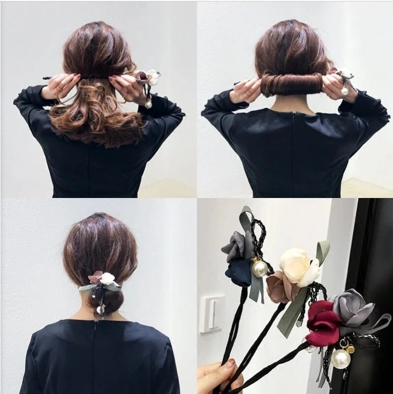 Elegant Flower Hair Bun Maker - Vintage Style Resin Hair Styling